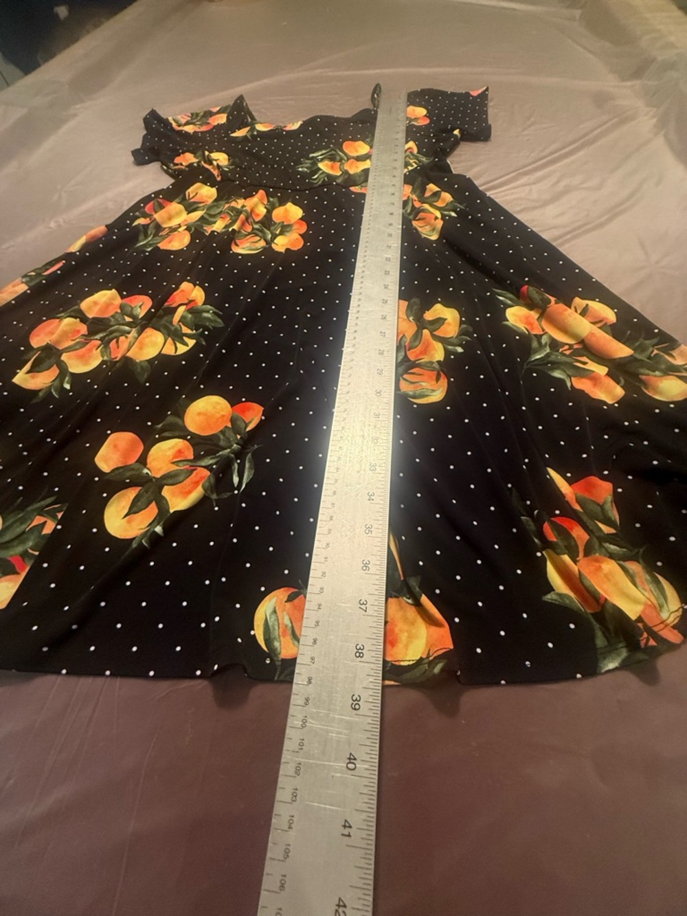 torrid Black Mini Dress with Yellow-Orange Fruit Print 2X - Picture 9 of 11